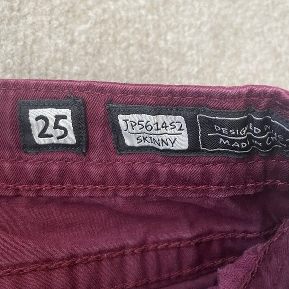 Miss Me Pants Womens 25 Burgundy Red Crop Capri 26" Inseam Low Rise Skinny - Picture 6 of 14